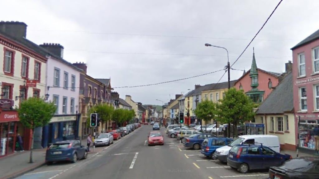 A general view of  Macroom in Co Cork. Former solicitor Mark Cronin is to go on trial for  nine counts of fraud involving more than €270,000 and one count of arson at a building, housing a pub and a solicitor’s office, in Macroom. Image: Google Maps.