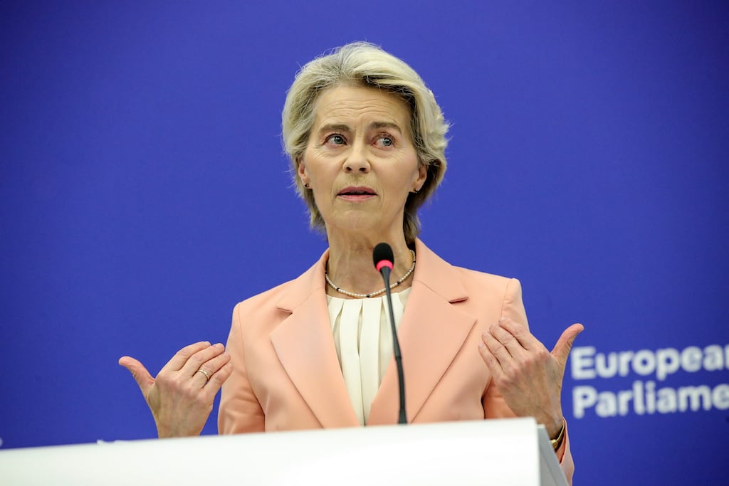 The president of the European Commission, Ursula von der Leyen, presenting her new commissioners during a press conference at the European Parliament in Strasbourg, France. Few of the new commissioners immediately stand out as candidates likely to challenge von der Leyen during her second term