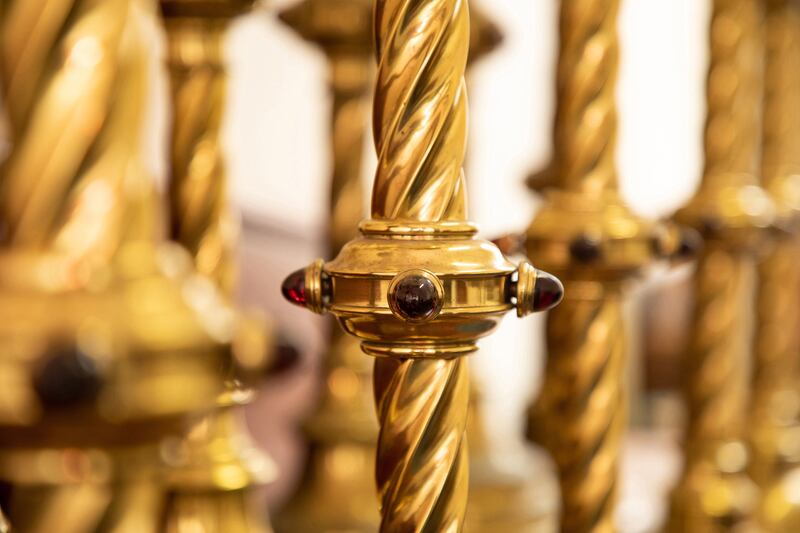 Brass detail from a selection of items that will go on sale. Photograph: Michael Donnelly/PA Wire