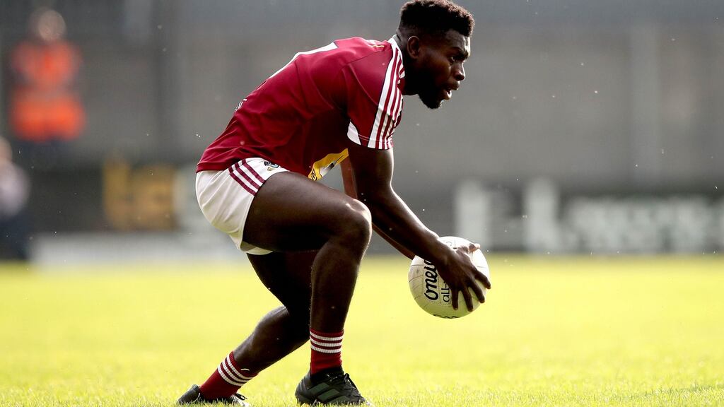Boidu Sayeh: has been in good form in Westmeath’s defence. Photograph: Ryan Byrne/Inpho