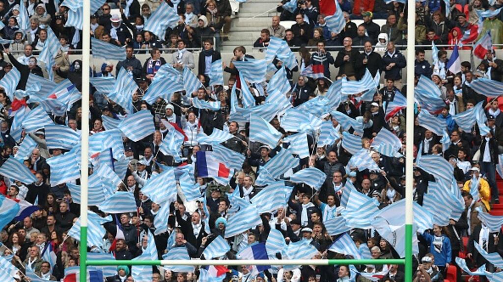 Racing 92 supporters cheer during the Champions Cup final against Saracens at the Stade de Lyon in May, 2016. Photograph: David Rogers/Getty Images