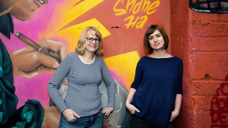 Artists Debbie Jenkinson (L) and Sarah Bowie.Photograph: Tom Honan