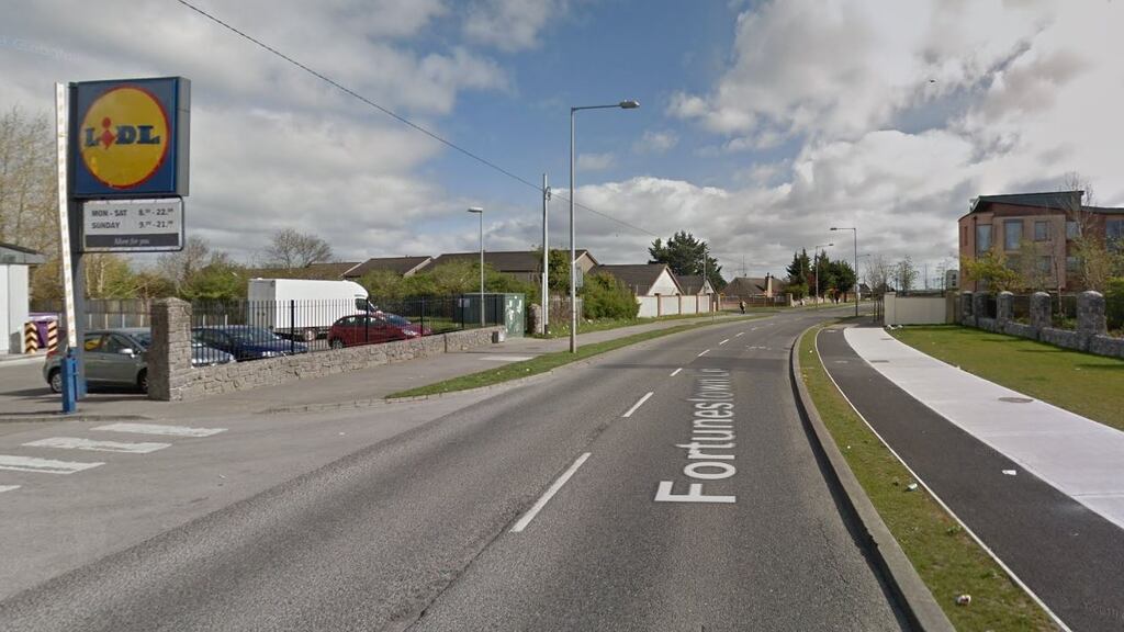 Gardaí lost sight of the car after it approached a bend at high speed on the wrong side of the road at Lidl on Fortunestown Lane. Image: Google Street View