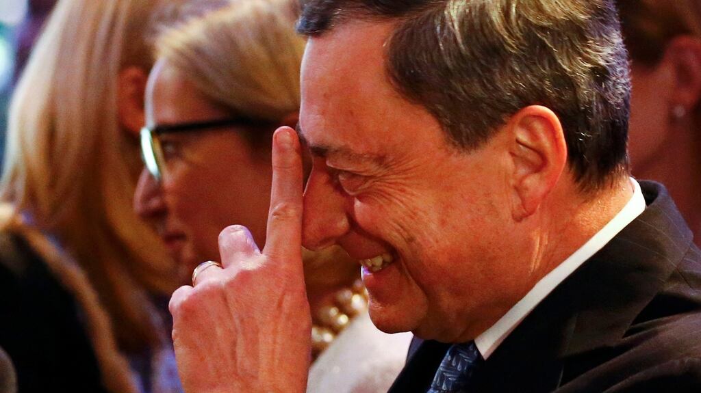 European Central Bank president Mario Draghi defended the bank’s decision to cut rates to record lows and buy financial assets, saying that the bigger risk was “doing nothing”. Photograph: Kai Pfaffenbach/Reuters