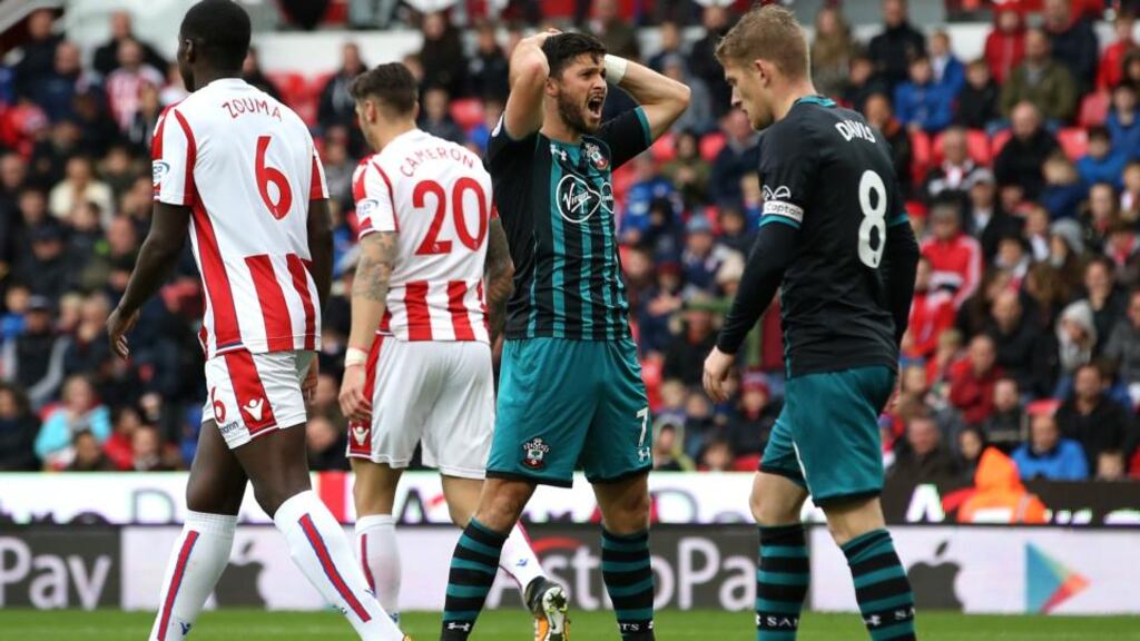 Shane Long’s wait for a goal goes on. Photograph: Getty Images