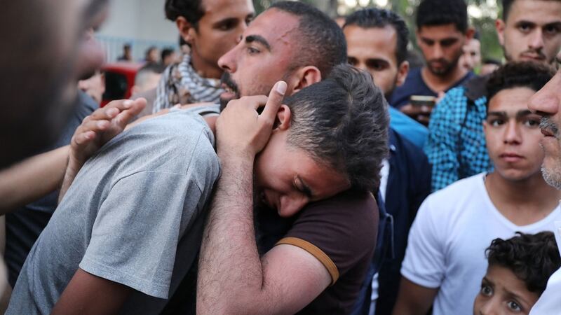 A teenager cries as he learns that his brother was killed on Monday during protests at the border fence with Israel in Gaza. Photograph: Spencer Platt/Getty Images