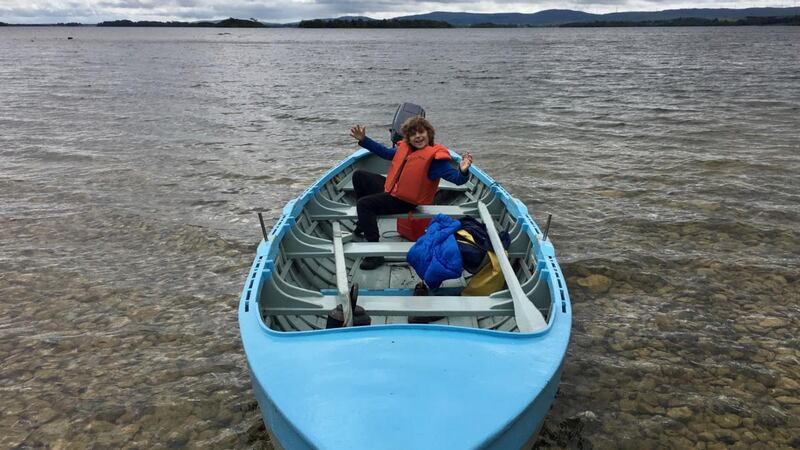 Dash McCarthy in the clinker boat on Lough Corrib