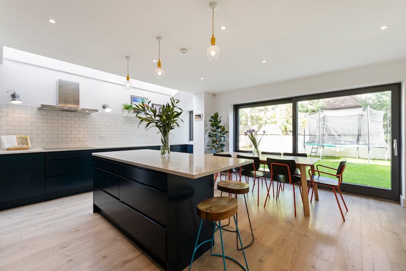 The kitchen was moved to the back of the house