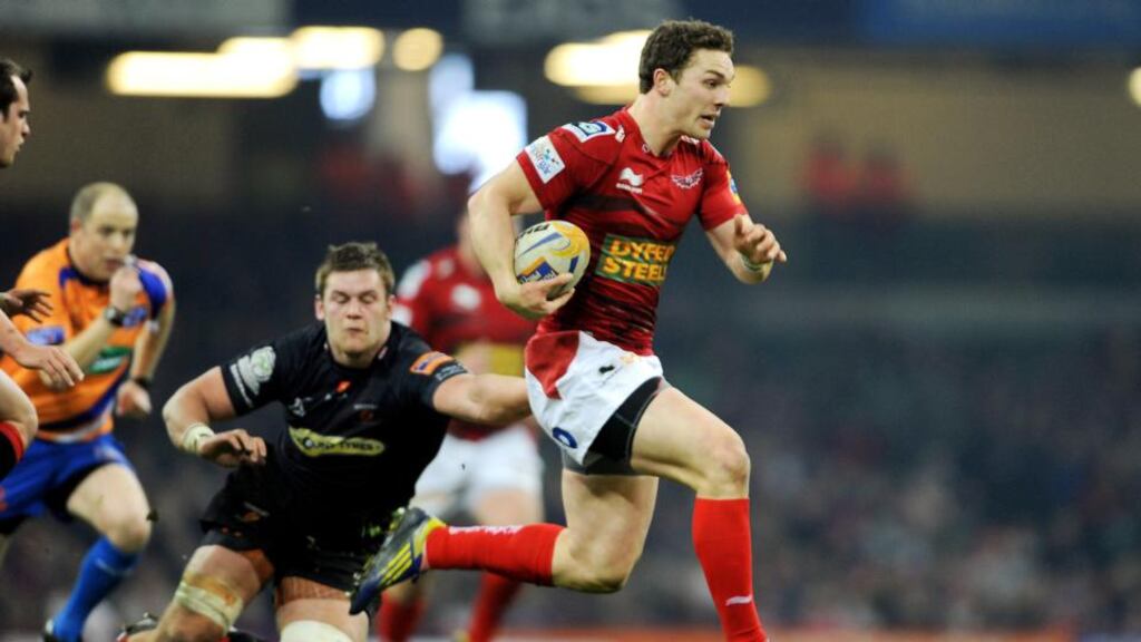Llanelli Scarlets don’t know yet if Wales wing George North will have recovered from his sternum injury to face Ulster. Photograph: Huw Evans/Inpho