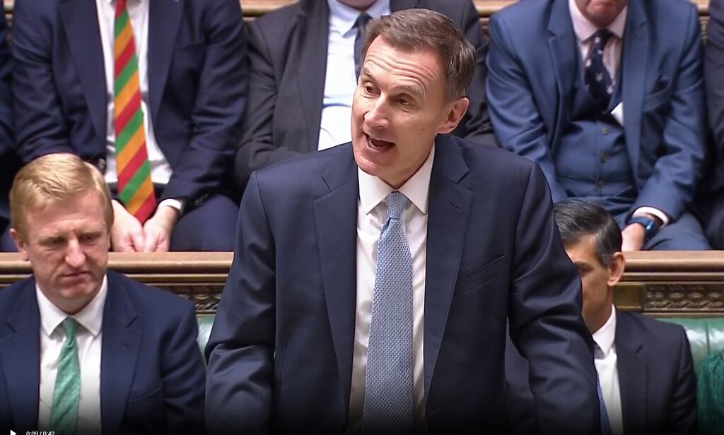 Chancellor of the exchequer Jeremy Hunt delivering his budget to the House of Commons last week. Photograph: House of Commons/UK Parliament/PA Wire