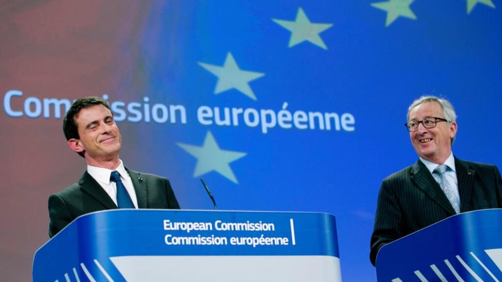French Prime Minister Manuel Valls and European Commission President Jean-Claude Juncker at the EU Commission headquarters in Brussels on Wednesday. Photograph: Yves Herman/Reuters.