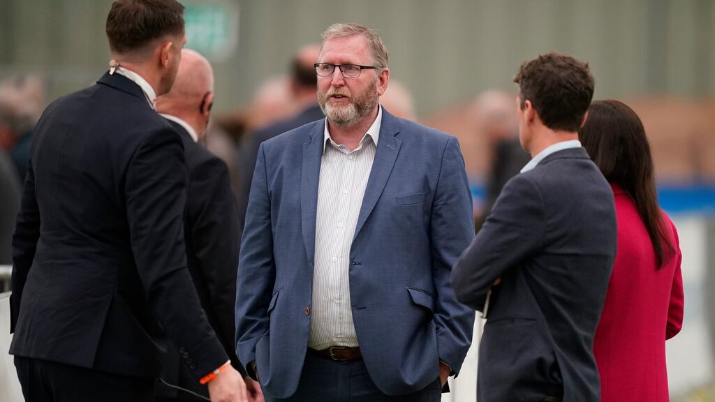 Ulster Unionist Party leader Doug Beattie at the count centre at Meadowbank Sports Arena in Magherafelt. Photograph: Niall Carson/PA Wire