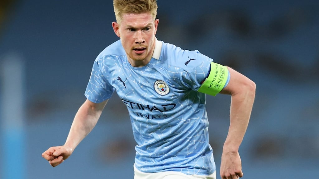 Kevin De Bruyne: has won three Premier League titles, an FA Cup and five League Cups during an outstanding career with Manchester City and now plays in his first Champions League final – against his former club, Chelsea. Photograph: Clive Brunskill/Getty Images