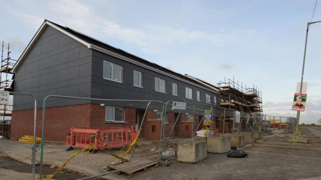 Modular homes being built for social housing in Ballymun, Dublin, in 2016. Photograph: Brenda Fitzsimons