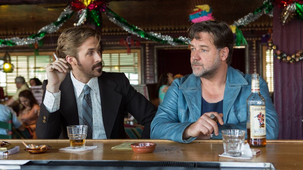 Ryan Gosling and Russell Crowe: Crowe finds the comedy in extreme boorishness and Gosling is a revelation as a buffoon with a toddler-scream.