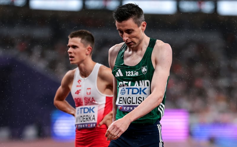 Mark English after finishing third in his 800m semi-final. Photograph: Morgan Treacy/Inpho