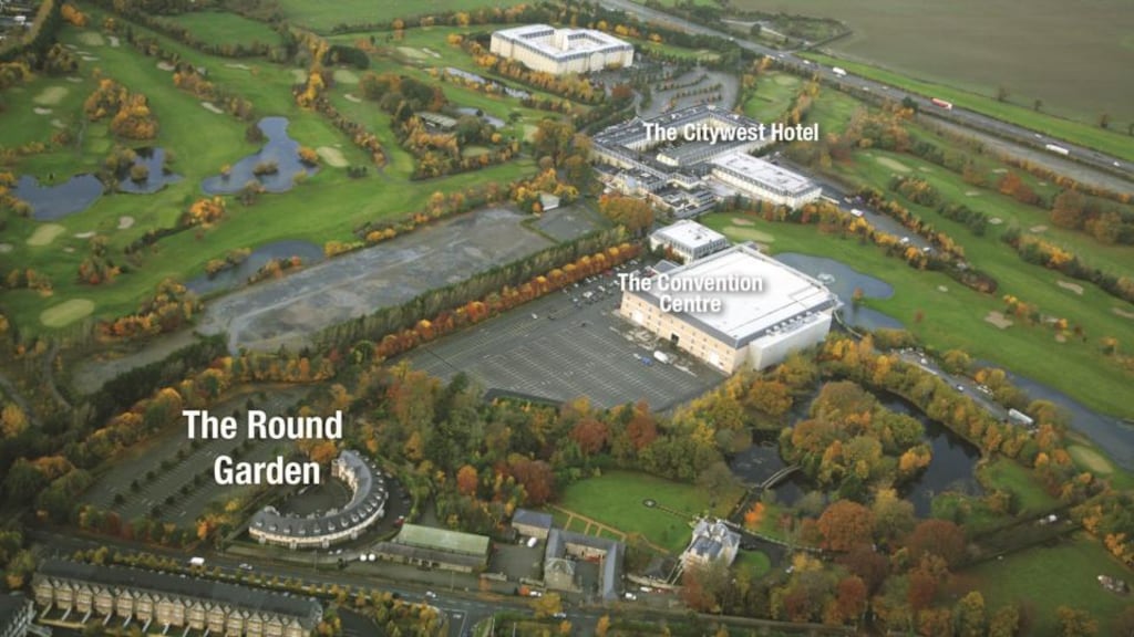 The Round Garden apartment block in Citywest: there are car-parking spaces with each of the apartments in the crescent-shaped building.