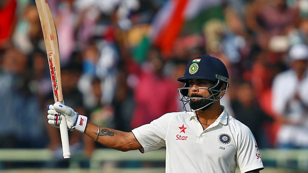 Virat Kohli’s unbeaten 151 put India firmly in control after the first day of the second Test against England. Photograph: Reuters/Danish Siddiqui