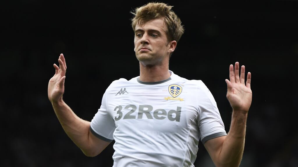 Patrick Bamford scored twice in Leeds United’s victory over Wigan at the DW Stadium. Photograph: George Wood/Getty Images
