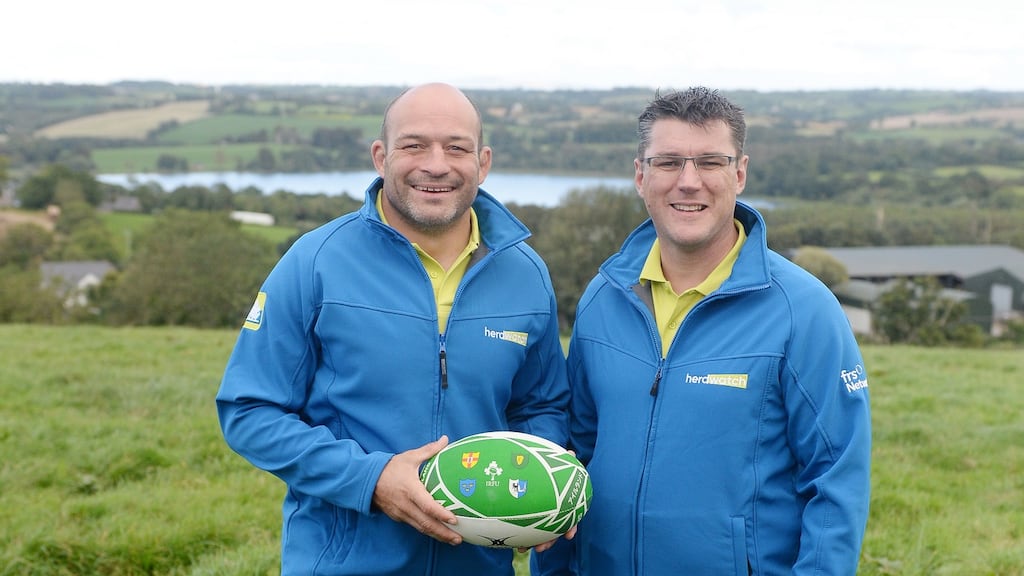 Former rugby player and Herdwatch user Rory Best with Fabien Peyaud, Herdwatch chief executive.