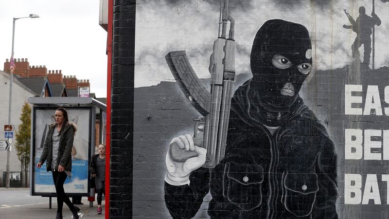A paramilitary mural is seen on a wall in East Belfast in Northern Ireland this week.  Photograph: Cathal McNaughton/Reuters