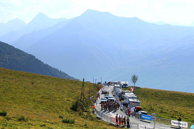 A group of riders at the Hautacam final climb during the 2022 Tour de France. Photograph: Tim de Waele/Getty Images