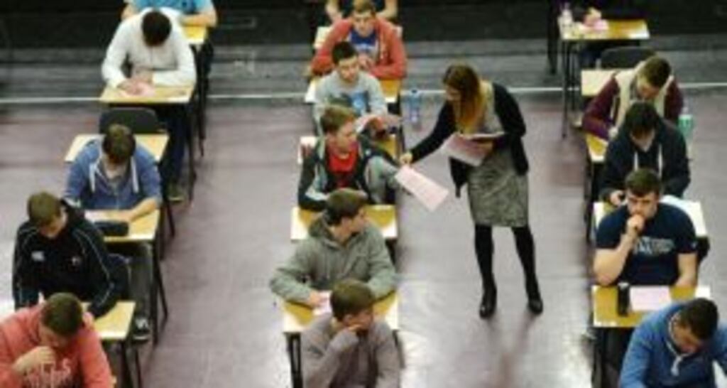Leaving Cert students at Belvedere College, Dublin, about to sit an exam in June of this year. Photograph: Alan Betson/The Irish Times