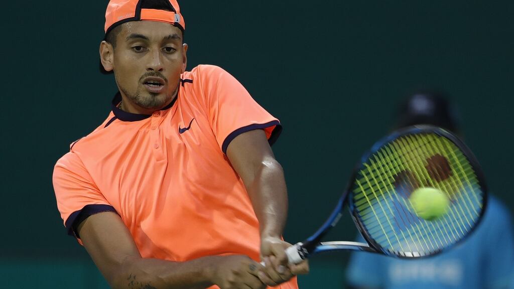 Australia’s Nick Kyrgios in action against Mischa Zverev of Germany during the Shanghai  Masters at Qi Zhong Tennis Centre  in Shanghai, China. (Photograph: Lintao Zhang/Getty Images)