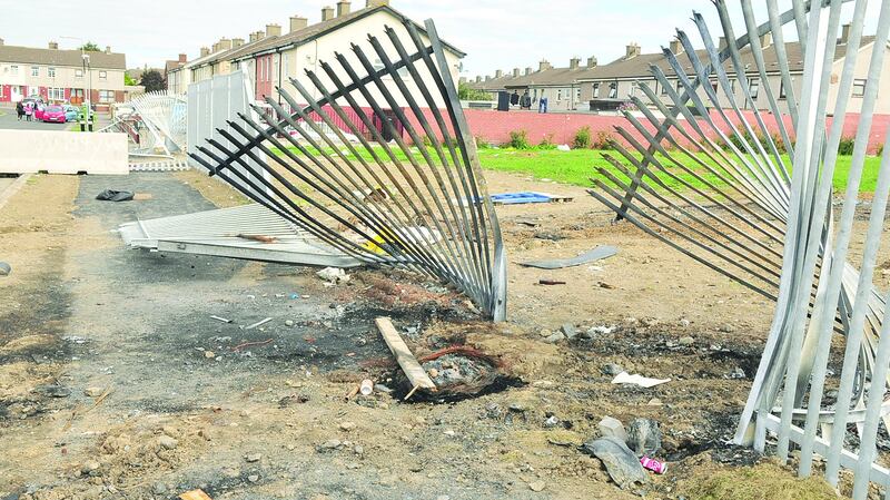 September 2016: Joyriding at the Adston Ltd rapid build site at the junction of Cherry Orchard Avenue and Cherry Orchard Drive. Photograph: Ballyfermot Echo
