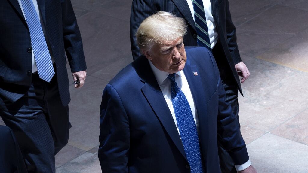 US president Donald Trump arrives to the weekly Senate Republican meeting in Washington on Tuesday. Photograph: Stefani Reynolds/Bloomberg