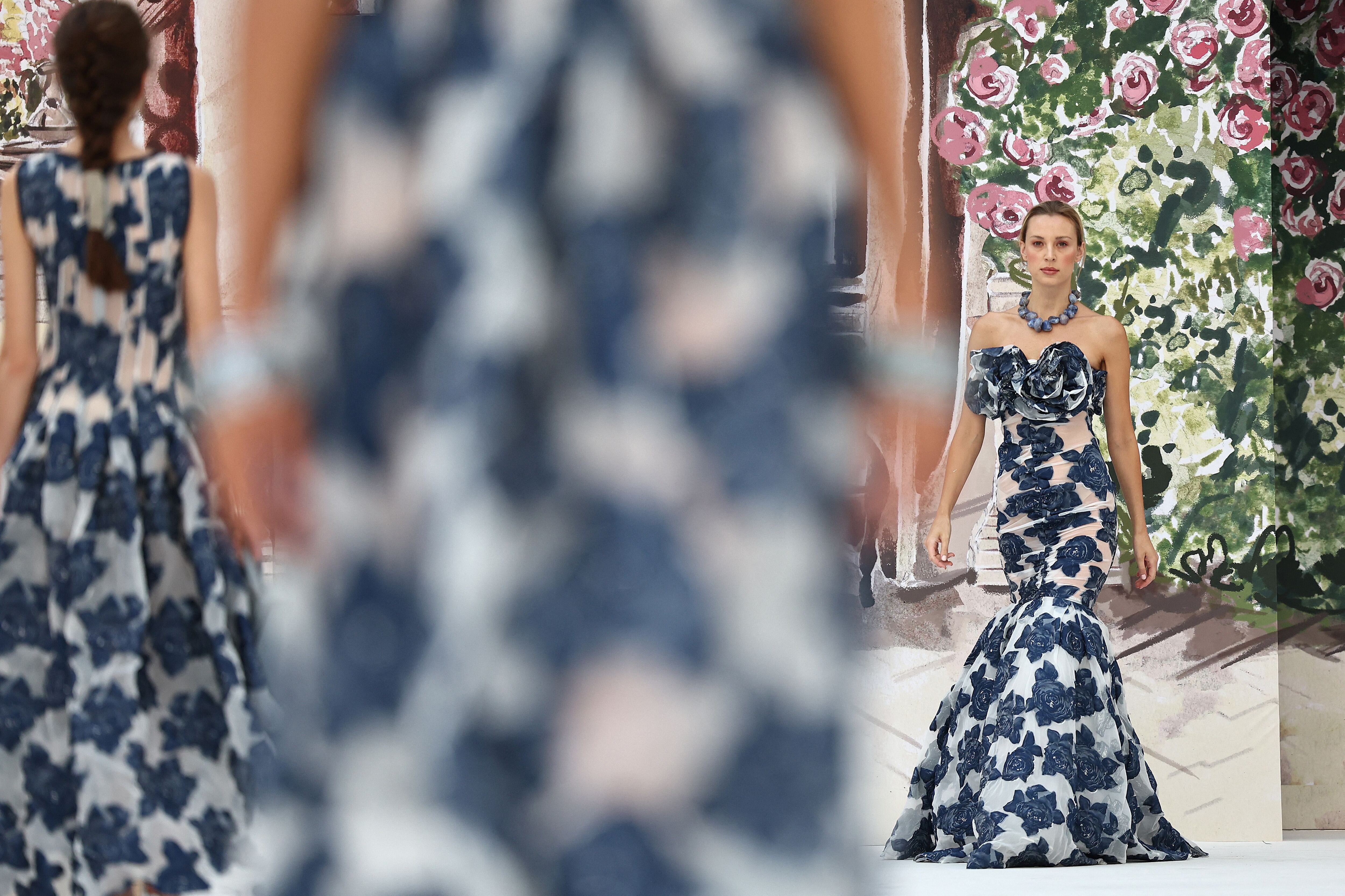 Paul Costelloe's catwalk show during London Fashion Week 2023. Photograph: Henry Nicholls/AFP/Getty Images