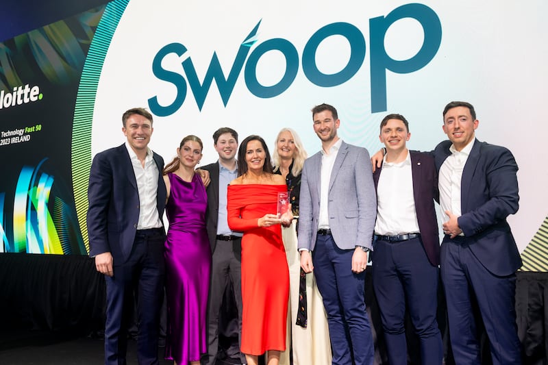James Toomey pictured with the Swoop Funding team who ranked #1 in this year’s Technology Fast 50 Awards.