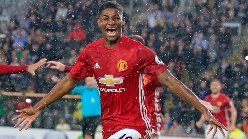 Marcus Rashford can capitalise on Zlatan Ibrahimovic’s one-match suspension against Arsenal. Photograph: Afp/Lindsey Parnaby