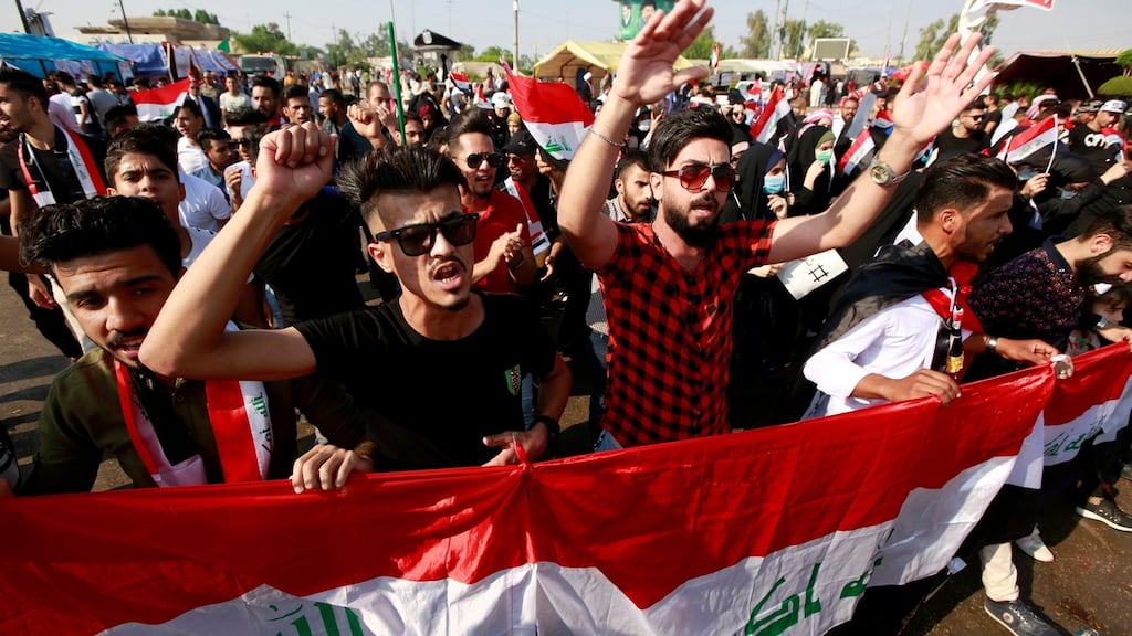 Demonstrators take part in anti-government protests in Najaf, Iraq, on October 31st, 2019. Photograph: Alaa al-Marjani/Reuters