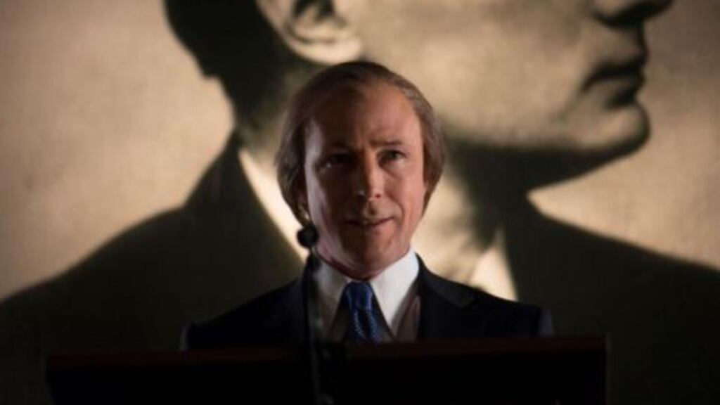 ‘Even 35 years on, Charvet Charlie, his bagman, his stately home, his befurred, entitled mistress, his grovelling Uriah Heep ministers, the phone-tapping, the tails, the threats, all remain too close, too familiar, too infuriating to be classified as fascinating or entertaining, especially at this point in our history, when it is all too clear how the seeds of that poisonous culture would re-erupt like ragwort, again and again, across the decades.’ Above, Aidan Gillen as Charlie Haughey