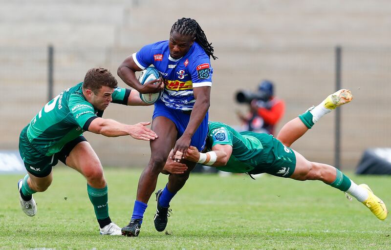 Seabelo Senatla of the DHL Stormers tries to break through the Connacht defence. Photograph: Steve Haag/Inpho