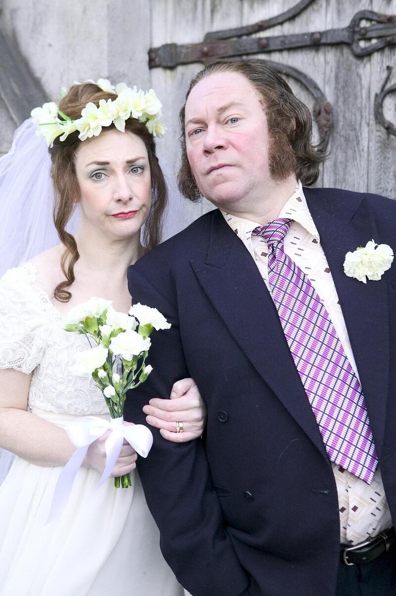 Pauline McLynn and Owen Roe as Katherina and Petruchio in the ROUGH MAGIC 2006 production of  The Taming of The Shrew.