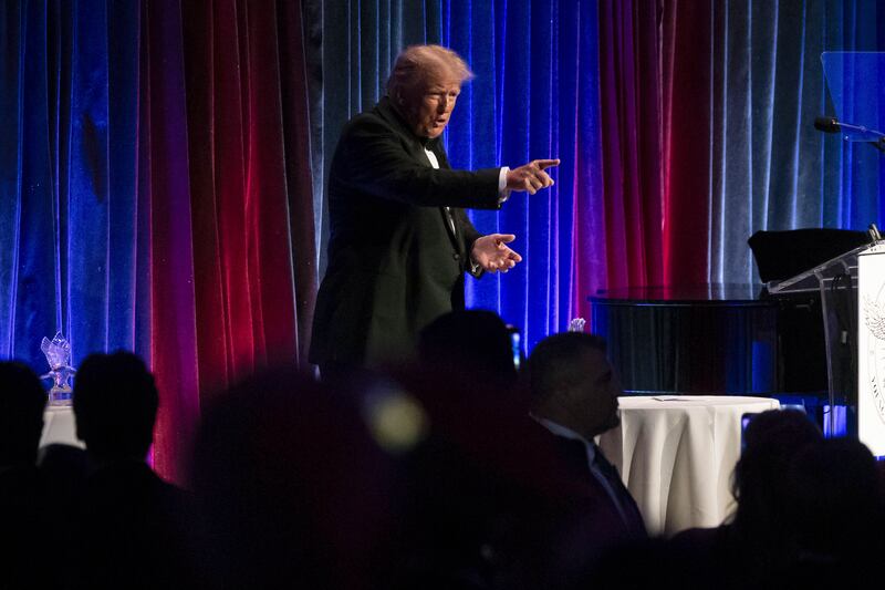 Donald Trump speaks during the New York Young Republican Club’s annual gala at Cipriani Wall Street on Saturday. Photograph: Yuki Iwamura/AP