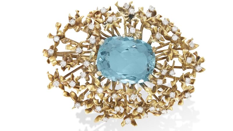 Aquamarine and diamond Alan Gard brooch €6,000–€8,000