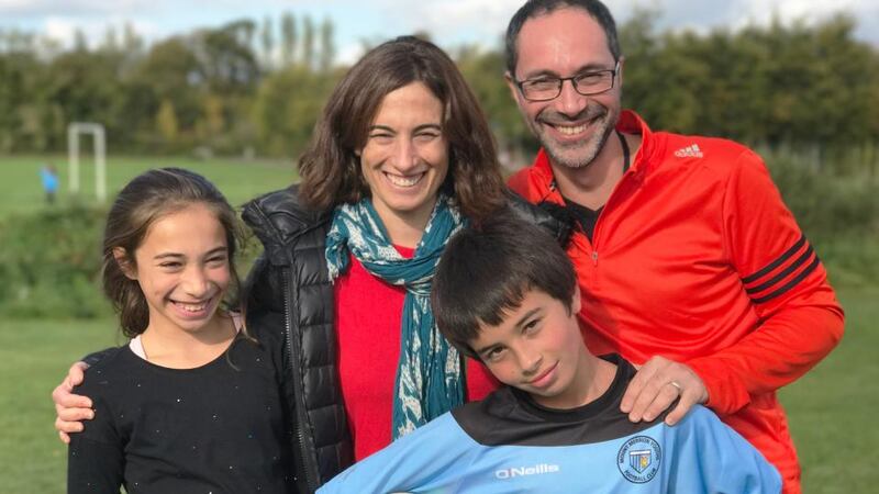 Carla Perrotta, from Argentina, with her family Roldan, Felipe and Maite: believes Argentinian society has become deeply divided in its support for the pope.
