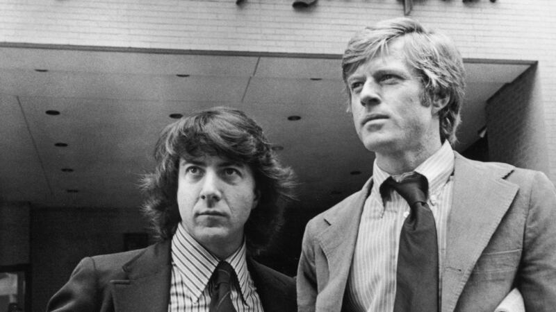 Robert Redford, right, and Dustin Hoffman portraying Post reporters Bob Woodward and Carl Bernstein in All the President’s Men. Photograph: Warner Bros/Getty