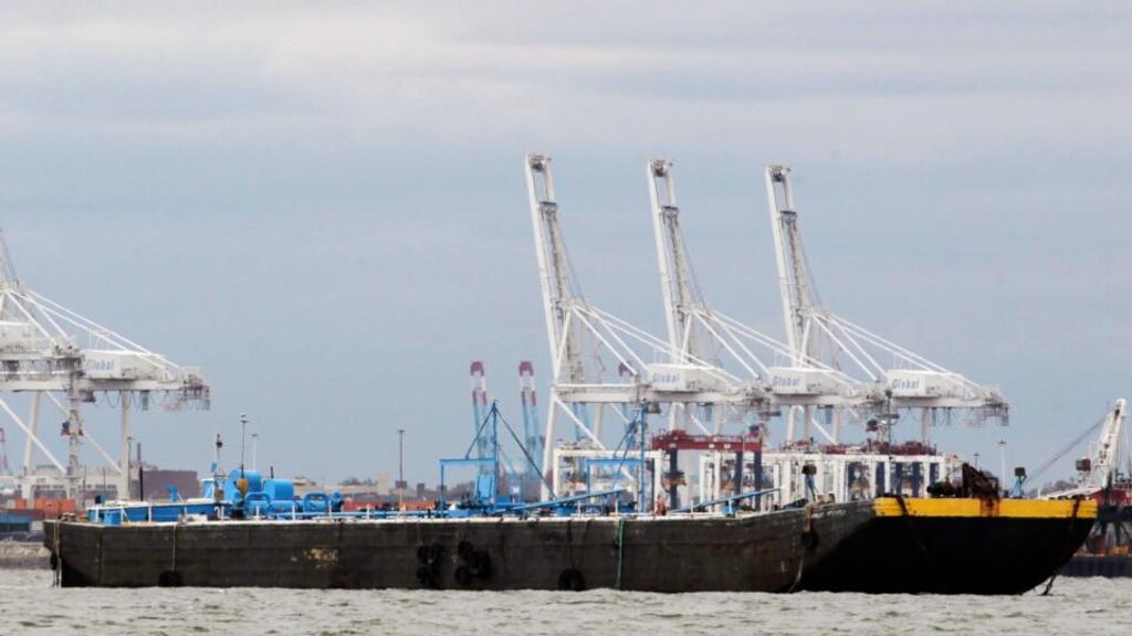 An oil tanker is anchored in New York harbour. The number of oil tonne-miles – a proxy for the global oil trade – surged last year by almost 10 per cent. Photograph: Reuters/Brendan McDermid