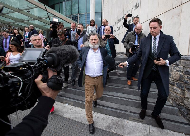 Gerry 'The Monk' Hutch walks free through the doors of the CCJ after he was acquitted of the murder of David Byrne at the Special Criminal Court. Photograph: Colin Keegan, Collins Dublin