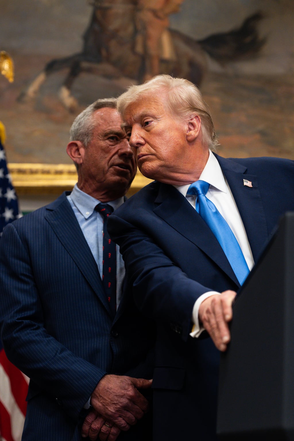 US health and human services secretary Robert F Kennedy Jr with US president Donald Trump during an event about autism where he delivered scientifically dubious remarks about what he described as one of 'the most alarming public health developments in history'. Photograph: Tierney L Cross/The New York Times