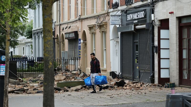 Gardai and emergency services attended the scene of a roof collapse in Bray. Photograph Nick Bradshaw
