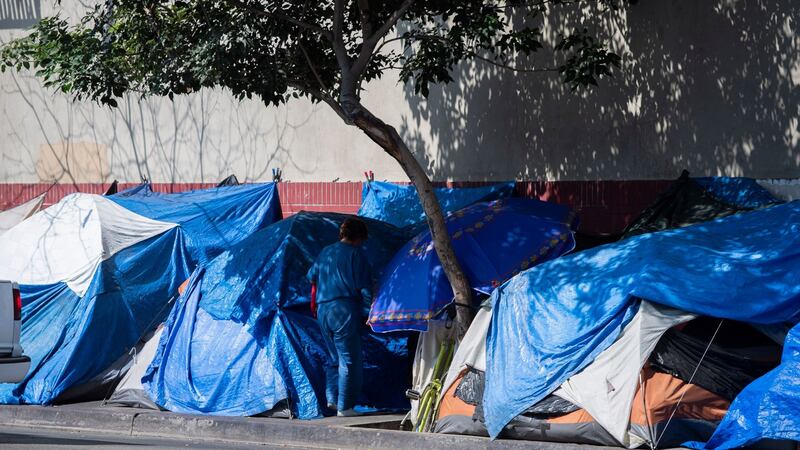 As low-income people struggle, itt’s hard to ignore the tents beneath overpasses in San Francisco. Photograph: should Robyn Beck/AFP/Getty