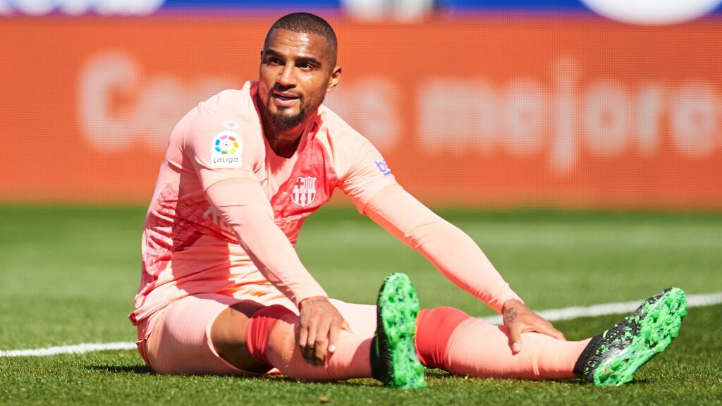 Kevin-Prince Boateng and Barcelona were held to a goalless draw by Huesca. Photograph: Juan Manuel Serrano Arce/Getty