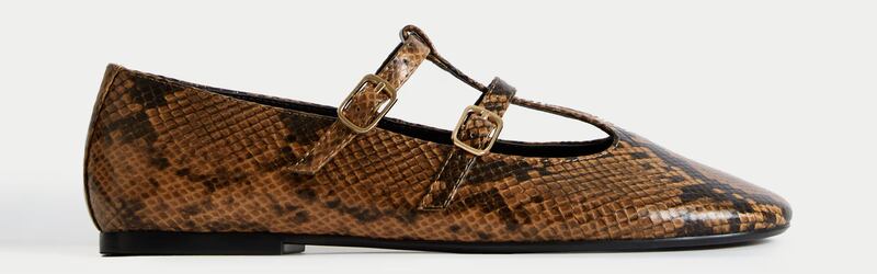 Snake Print Strappy Mary Jane Ballet Pumps, €42, M&S