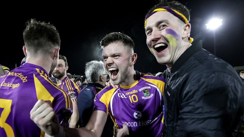 Tom Fox celebrates Kilmacud’s win over Padraig Pearses. Photograph: Laszlo Geczo/Inpho