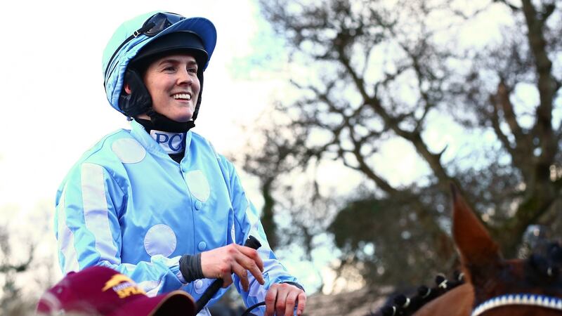 Rachael Blackmore aboard Honeysuckle after victory in the PCI Irish Champion Hurdle at Leopardstown during the Dublin Racing Festival. Photograph: Tom O’Hanlon/Inpho